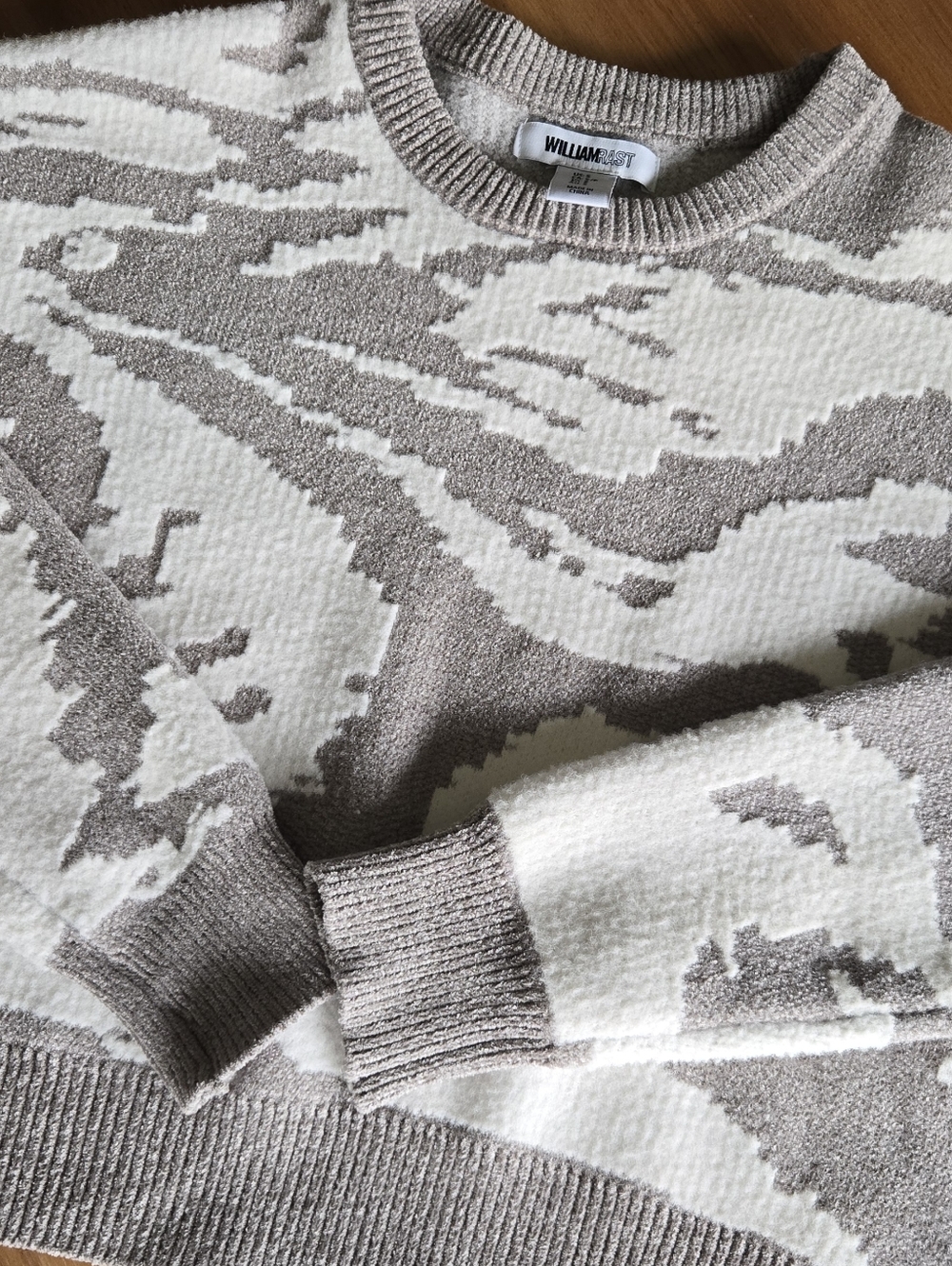 william rast grey abstract cropped sweater | size s